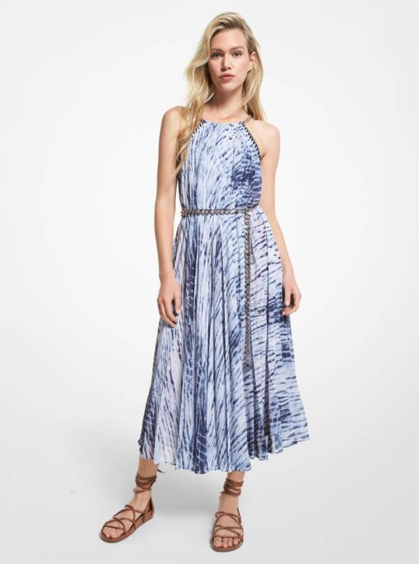 Damske Saty Michael Kors Tie Dye Georgette Halter Modre - Oblecenie Michael Kors Vypredaj | VHCUR-9216